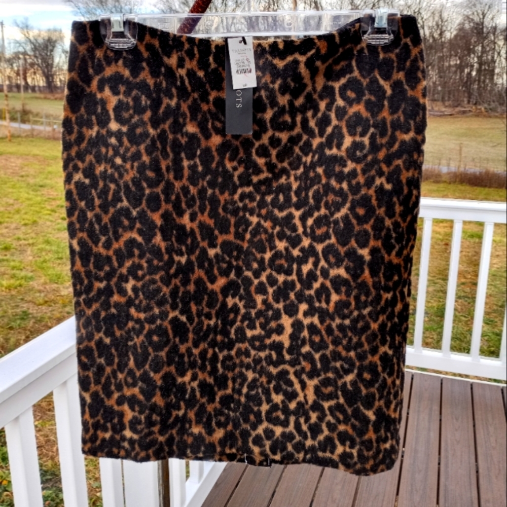 Brand New Talbots Animal Print Wool Pencil Skirt Size 6 Petite